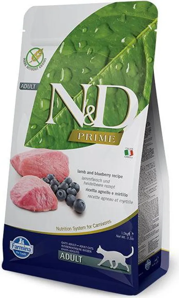 Croquettes Chat Sans Céréales N&D Prime Agneau - Solution Digestion 10kg