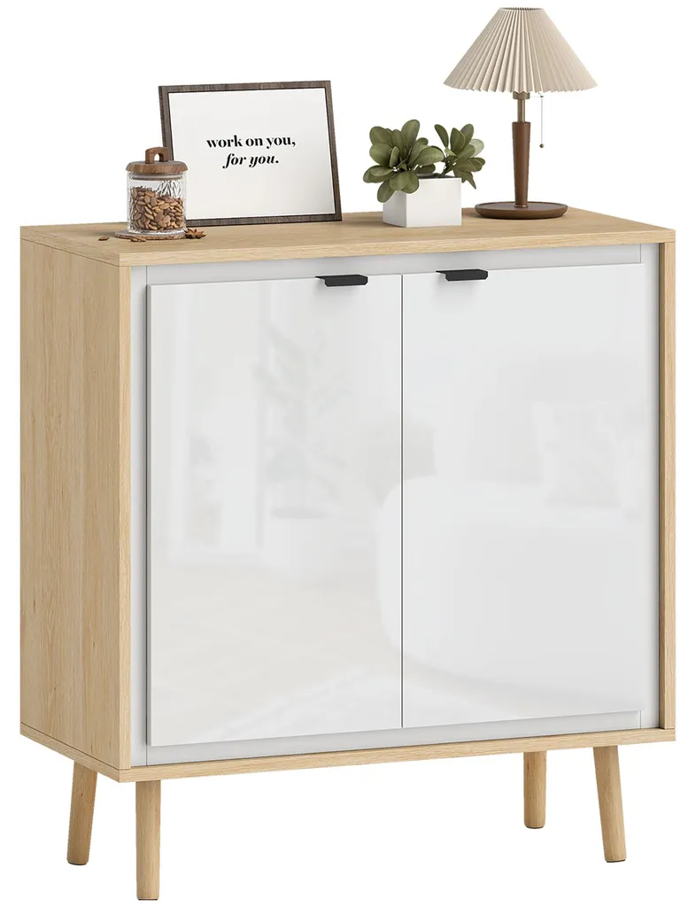 Buffet Bas Compact pour Salon ou Entrée avec Grand Volume de Stockage