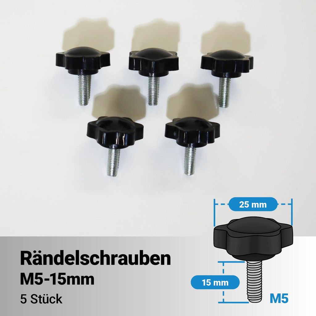 Bituxx 5x Rändelschraube Feststellschraube M5 x 15 mm MS-20011