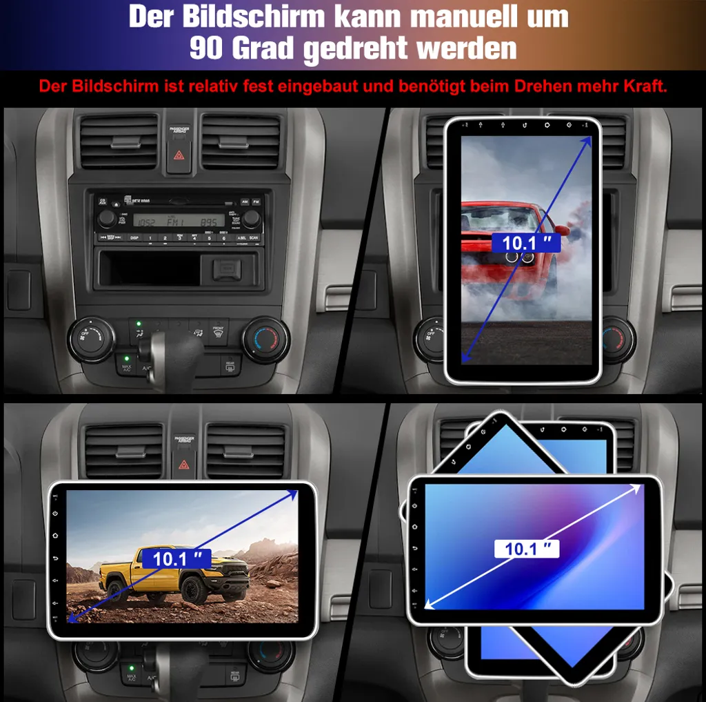 Autoradio 1 DIN Android 15 Schermo 360° 2+64GB DAB+ Wireless CarPlay - 3