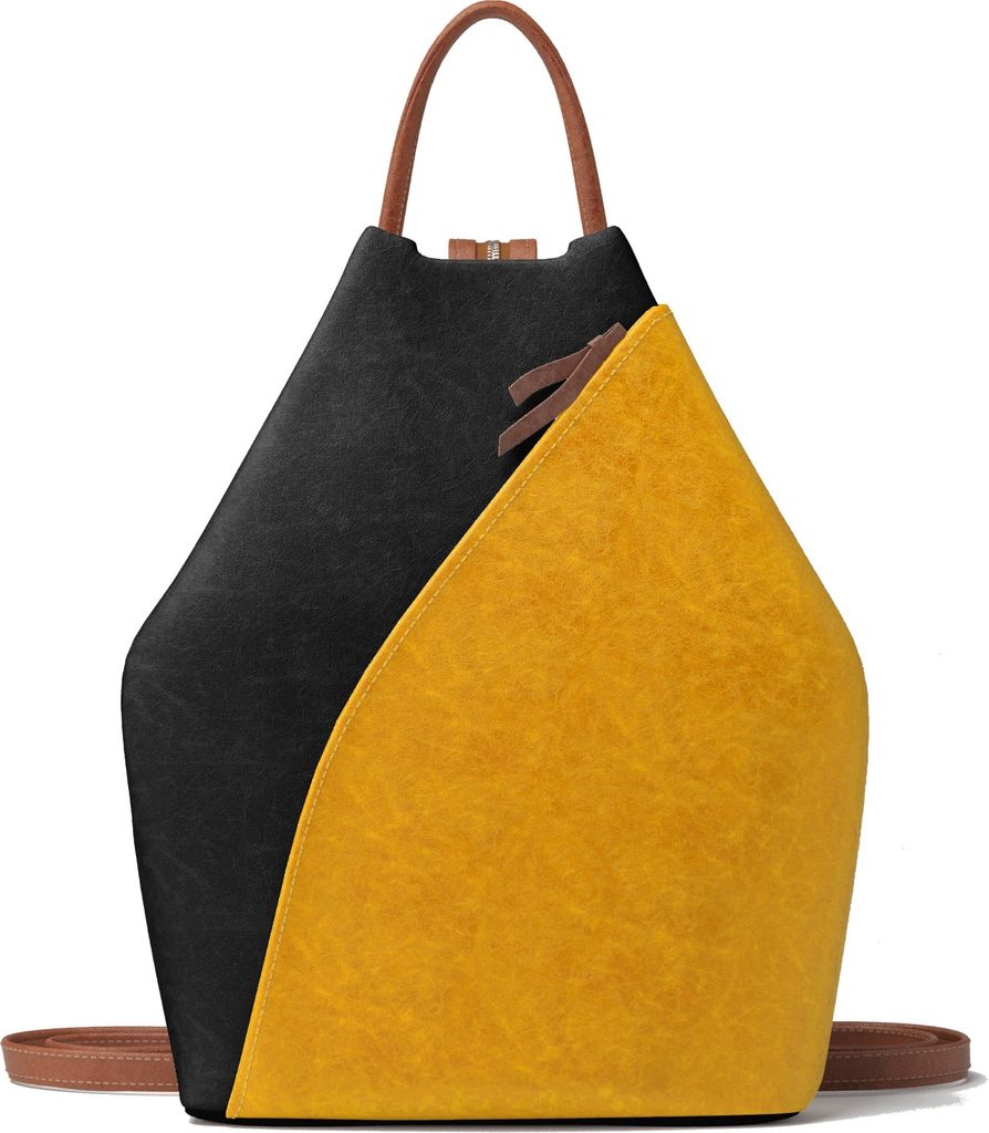 Damen Rucksack Vegan Zweifarbig und Stylisch 30620 Yellow