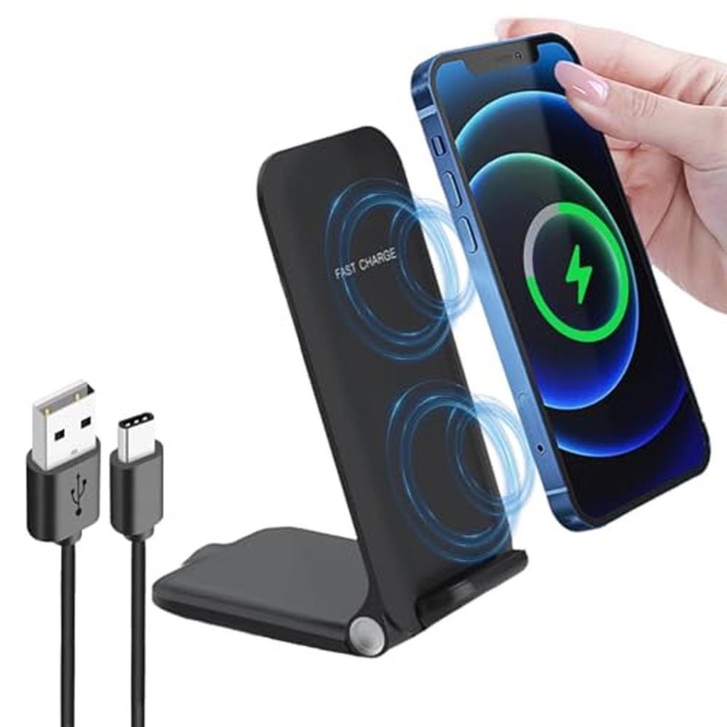 3-in-1 Qi kabellose Ladestation, faltbar, 15W Schnellladen, für Smartphone, Smartwatch & Kopfhörer, vertikal & horizontal, ideal für Zuhause & R...