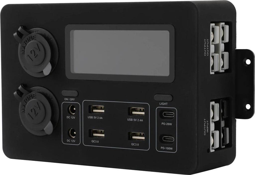 12V Stromverteilerbox - USB-Panel - QC3.0 18W - USB 5V 2,4A - LED-Display - Für Wohnmobil, Boot, Van - ABS-Kunststoff