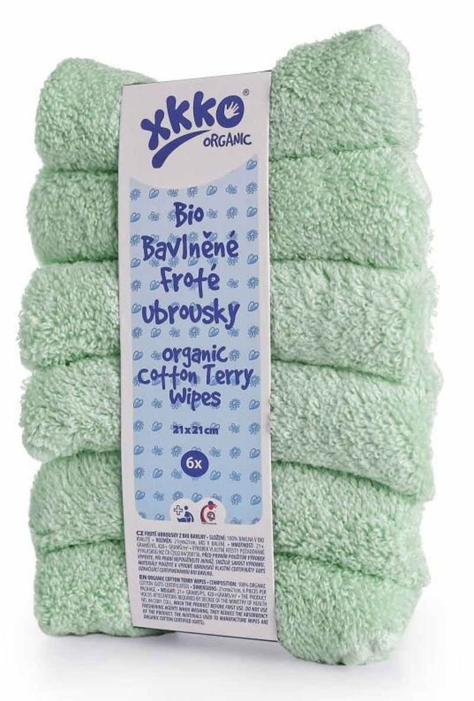 xkko Organic Wipes Frotteetücher Baumwolle 6 Stück Mint