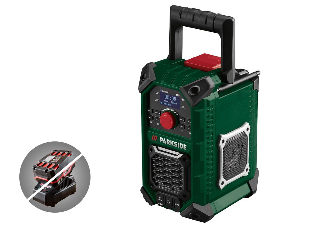 PARKSIDE® 20 V / 12 V / 230 V Akku-Baustellenradio »PBPA Produktbild 