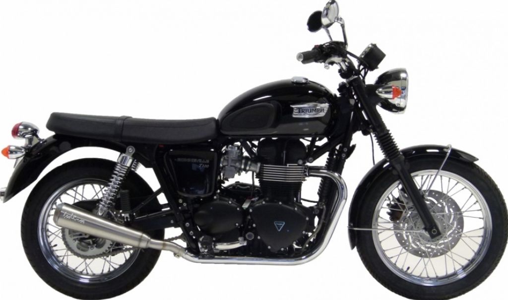 Endschalldämpfer LeoVince 2x SLIP-ON CLASSIC RACER mit Zulassung, Edelstahl für Triumph Bonneville T100