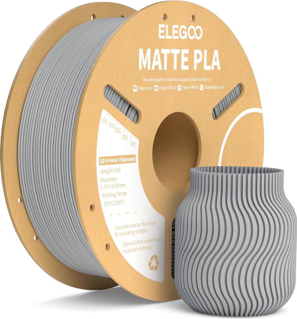ELEGOO PLA MATTE -1.75mm-1KG-Cardboard Spool-Slate Grey