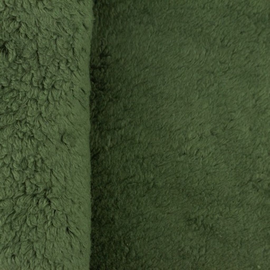 Baumwollkrimmer CHRISTIAN Army Unifarben, 325 g/m², ca. 0,5 m lang, ca. 1,5 m breit, Stoffe Meterware, 100 % Baumwolle