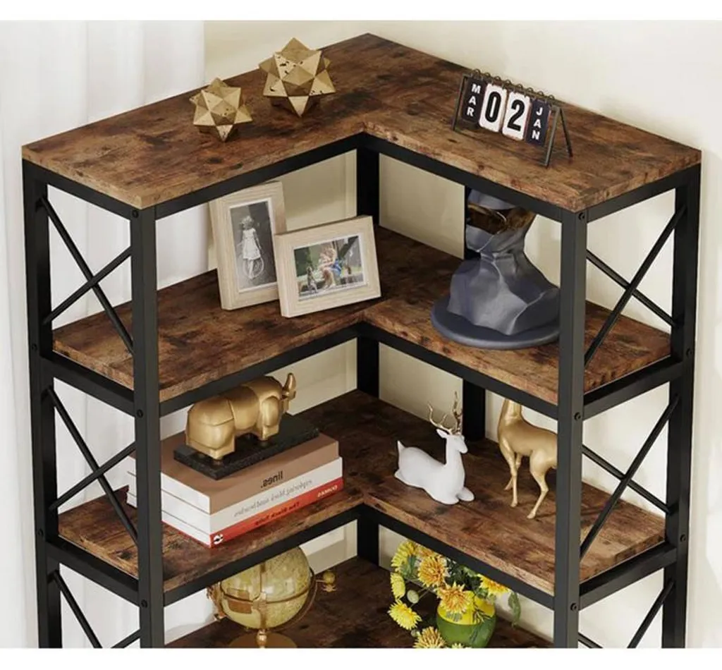Meuble de rangement d'angle pour livres - Bibliothèque compacte 2 étages - 2