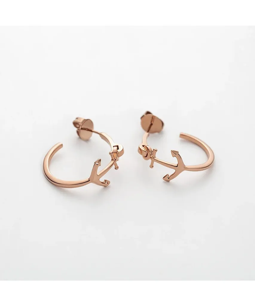 Boucles d'oreilles Paul Hewitt or rose : finition acier brillant Anchor II