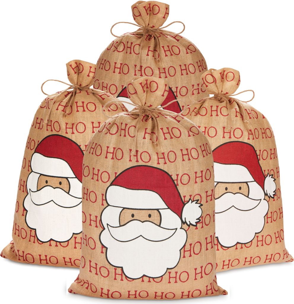 Idena Sacco Di Babbo Natale In Feltro Rosso - 90x60 Cm Con Nastro, Per Regali Di Natale - 4