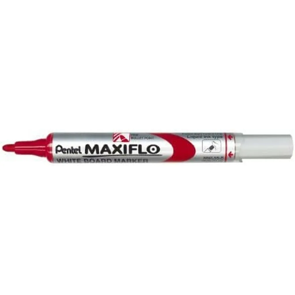 Marqueur Rouge Pentel Maxiflo MWL5S avec Bouton Poussoir - Pack de 12 - 2
