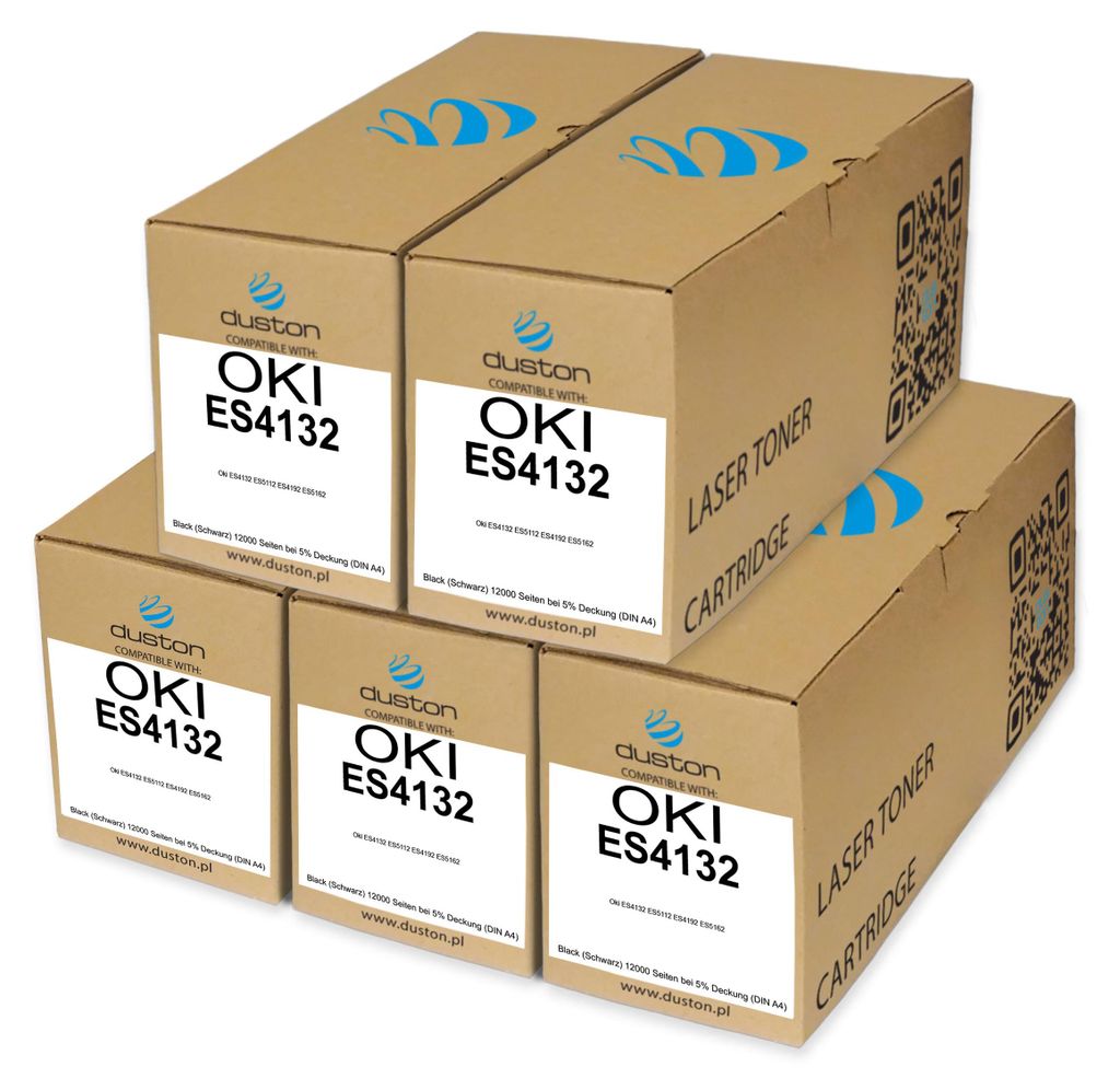 5x ES4132, 45807116 Schwarz Duston Toner kompatibel mit OKI ES4132 ES5112 ES4192 ES5162