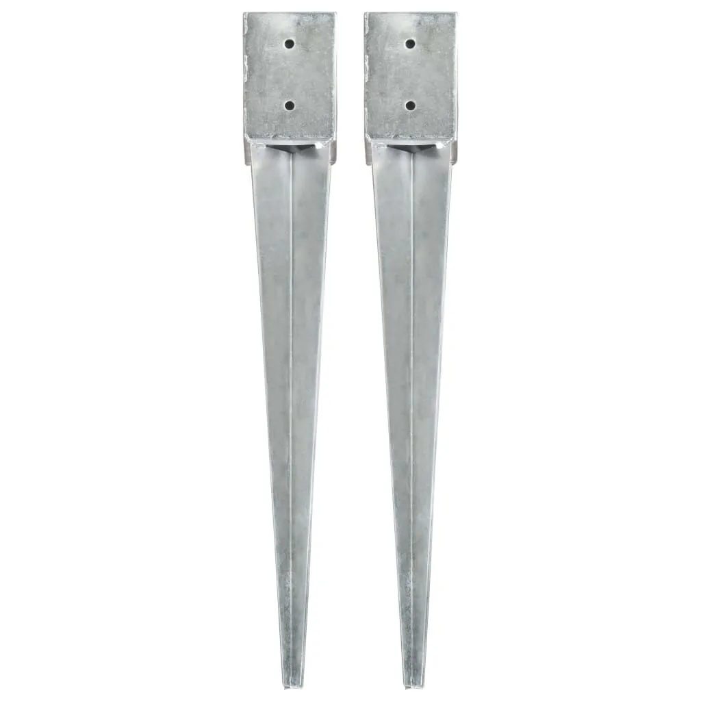 Piquets de terre 2 pcs en acier galvanisé argenté - 10x10x76 cm stable