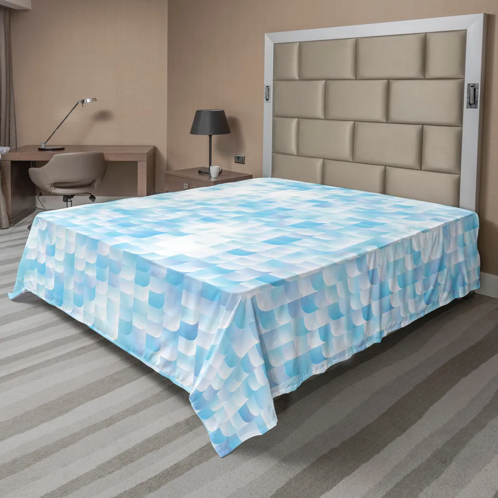 Drap plat anti-décoloration motif écailles pour lit 260x228 cm violet