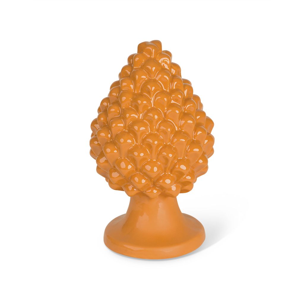 TERRECOTTE DEL SOLE - Oranger original sizilianischer Tannenzapfen aus Keramik H 21 cm, von Hand gefertigt und dekoriert., Höhe 21 cm