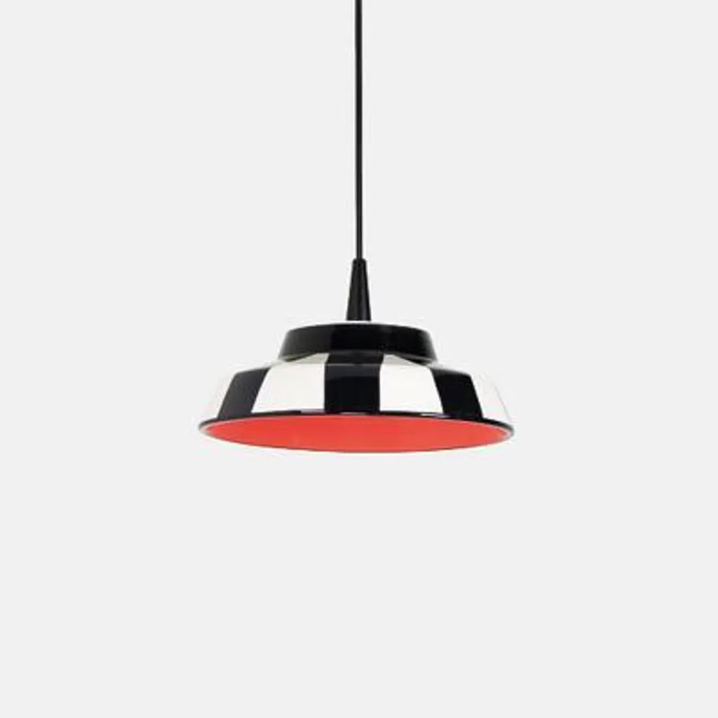 Suspension Circus en céramique artisanale rayée, LED 8W intégrée Ø24cm