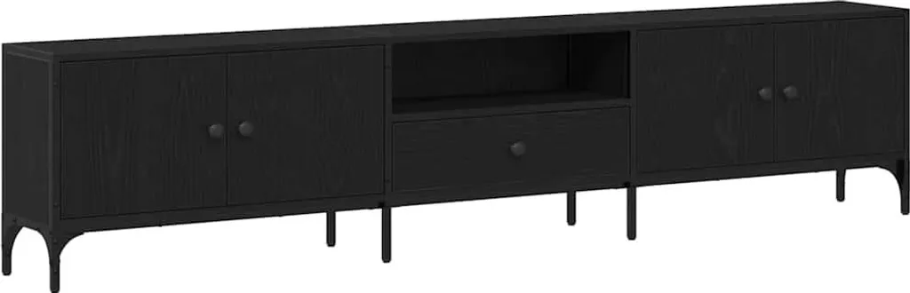 Mobile Porta TV vidaXL Rovere Nero 200x25x44 cm - Legno Multistrato