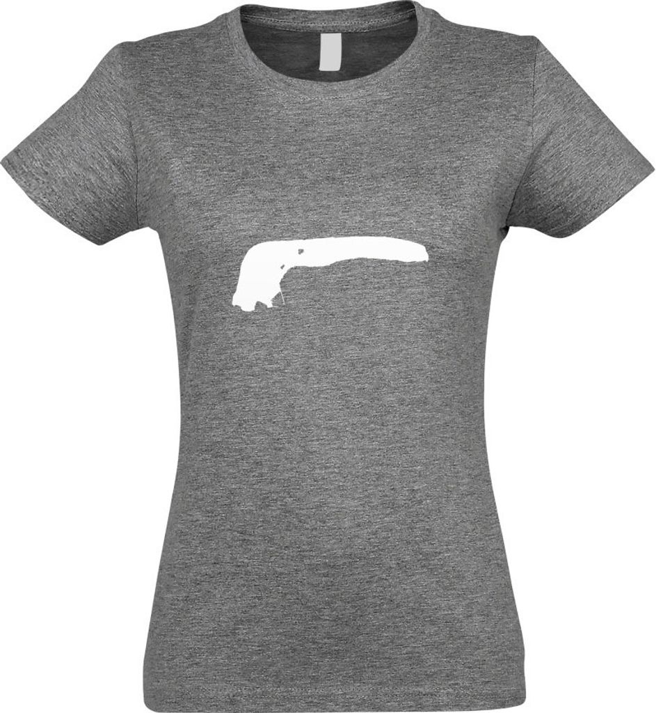 Kiwistar - T-Shirt tailliert - Damen - Graumeliert - Langeoog - Deutschland - Insel - mit Motiv Bedruckt - Funshirt Design - Sport - Freizeit - Dam...