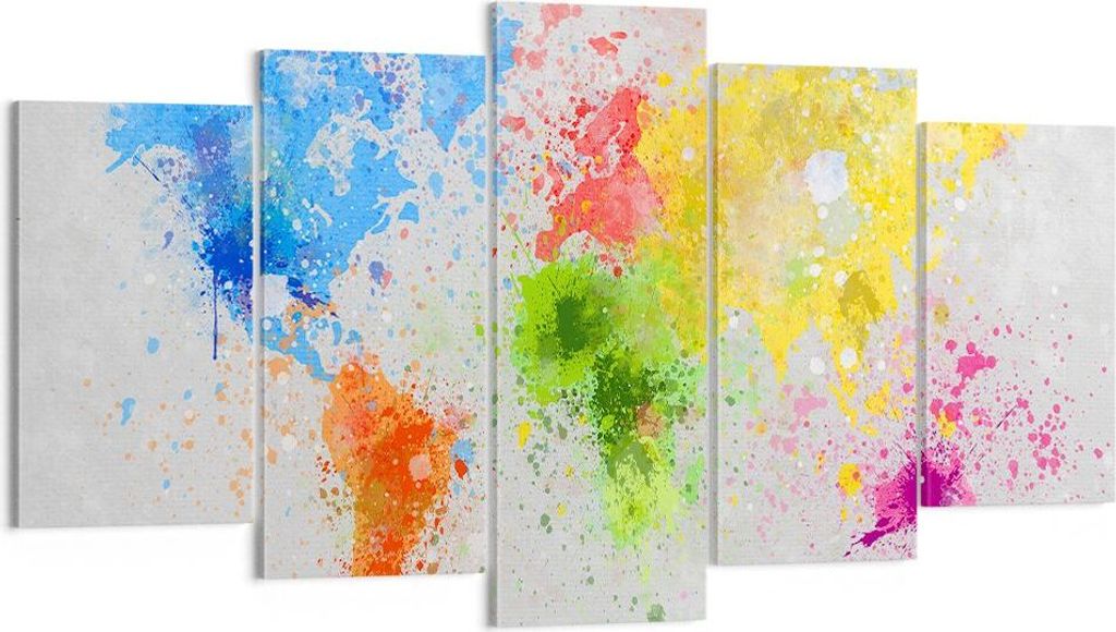 Bild auf Leinwand - Leinwandbild - Karte Welt modern - 160x85cm - Wand Bild - Wanddeko - Wandbilder - Leinwanddruck - Bilder - Kunstdruck - Wanddek...