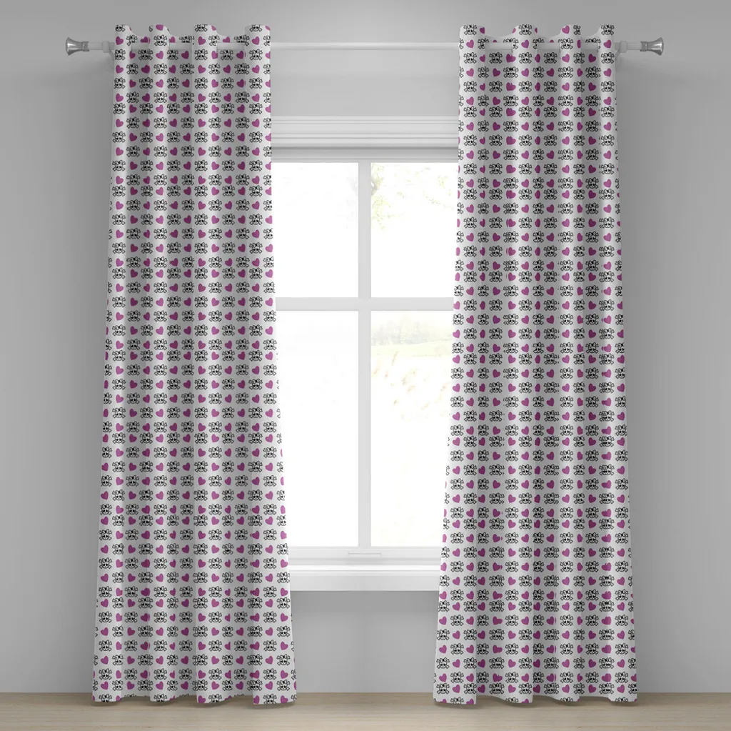 Rideaux pour chambre de fille style rock emo violet et noir 280x245