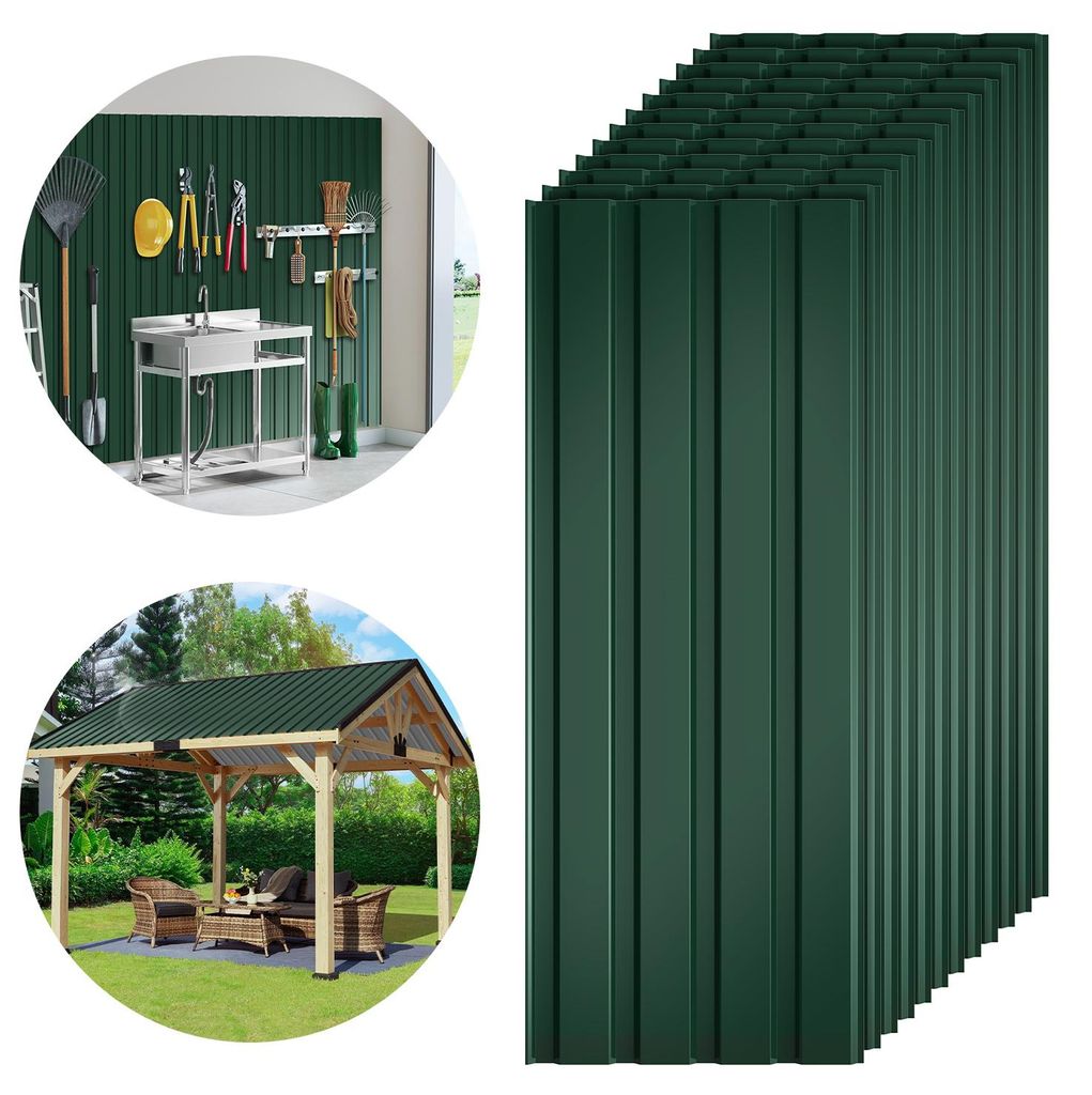 Eikuavons 36x Trapezblech 115cm x 45cm = 18 m² Dachblech für Gerätehaus Carport Grün verzinkt Profilblech Wandblech Dachblech Wellblech Dachpla...