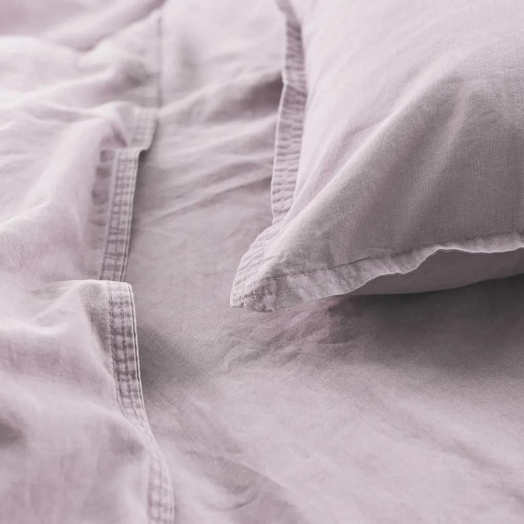 Linge de Lit Coton Stone Washed avec Fermeture Éclair Rose 135x200cm - 5