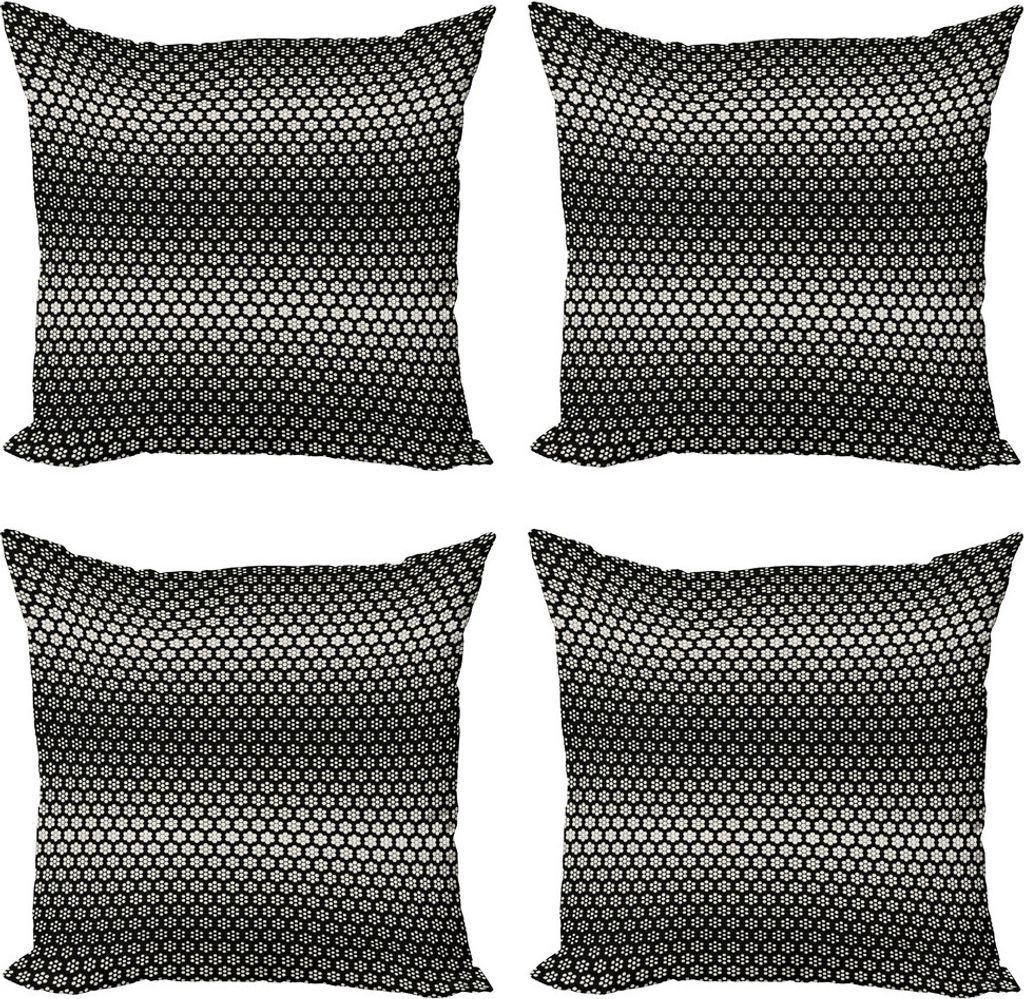 ABAKUHAUS verrückte Kunst Kissenbezug Set (4 Stück), Halbton Hexagons Blumen, Moderner Doppelseitiger Digitaldruck, 60 cm x 60 cm, Charcoal Grau ...