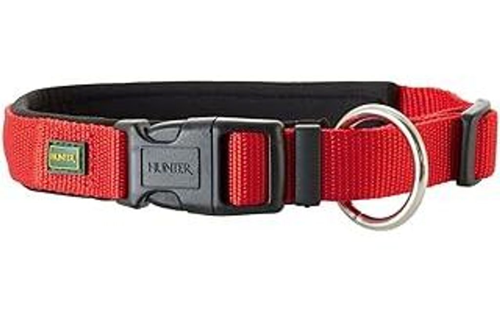 HUNTER Hundehalsung NEOPREN VARIO PLUS, Farbe: rot/schwarz, strapazierfähiges Nylon, weiche Neoprenpolsterung, stufenlos verstellbar, mit Zugentla...