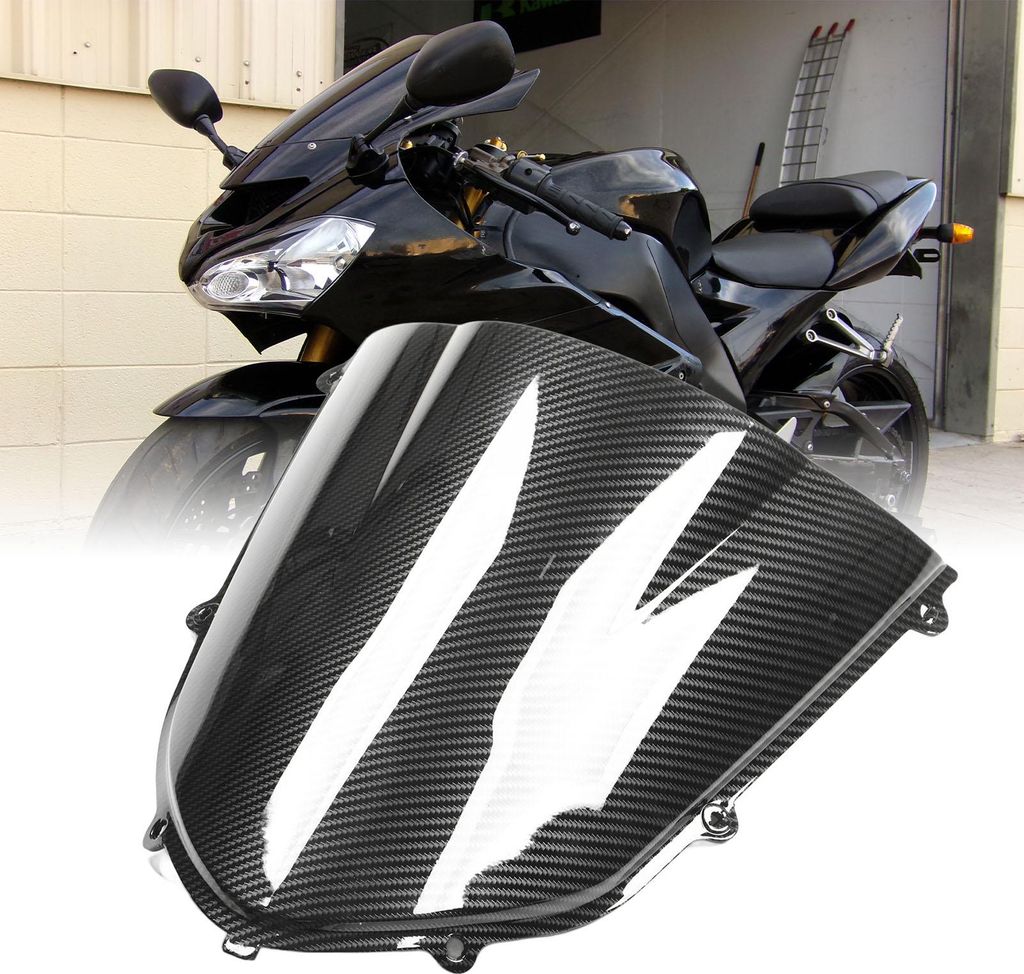 Ersatz für Motorrad-Windschutzscheibe, Karbonfaser-Stil, vorderes Fliegengitter, Windabweiser, Ersatz für ZX-10R 2004-2005