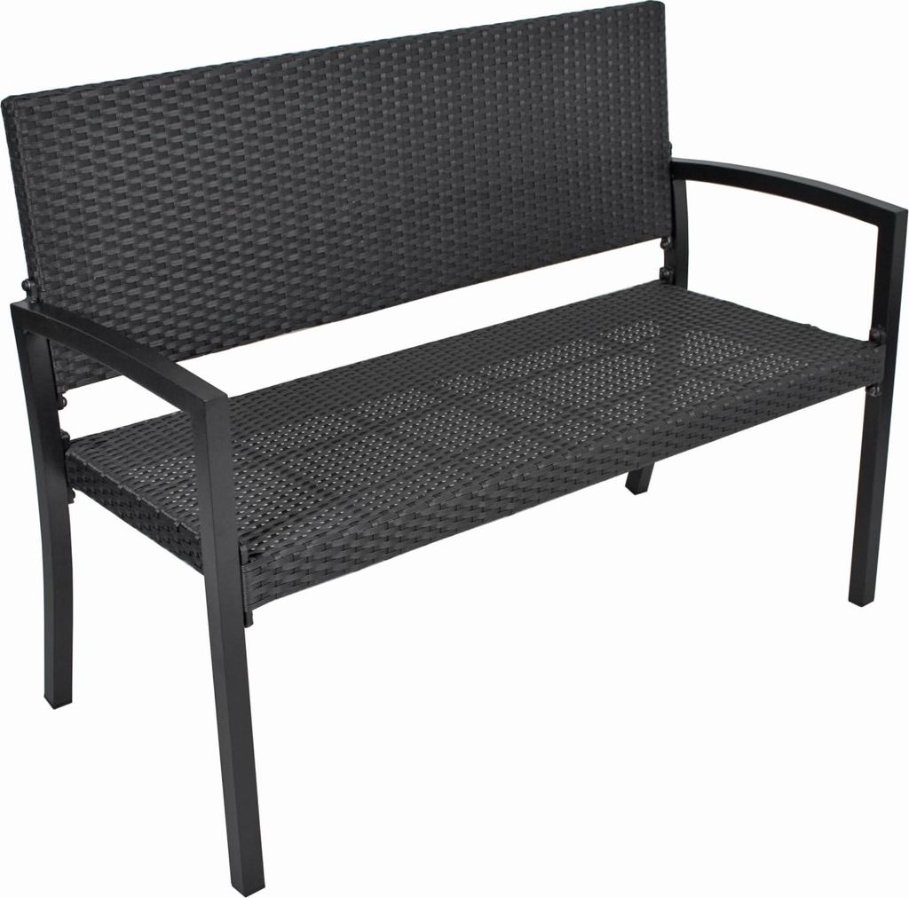 Parkbank VALENT - 116cm Breit, Alu/Kunststoff, Schwarz | Gartenbank Wetterfest Terrassenbank Sitzbank Outdoor