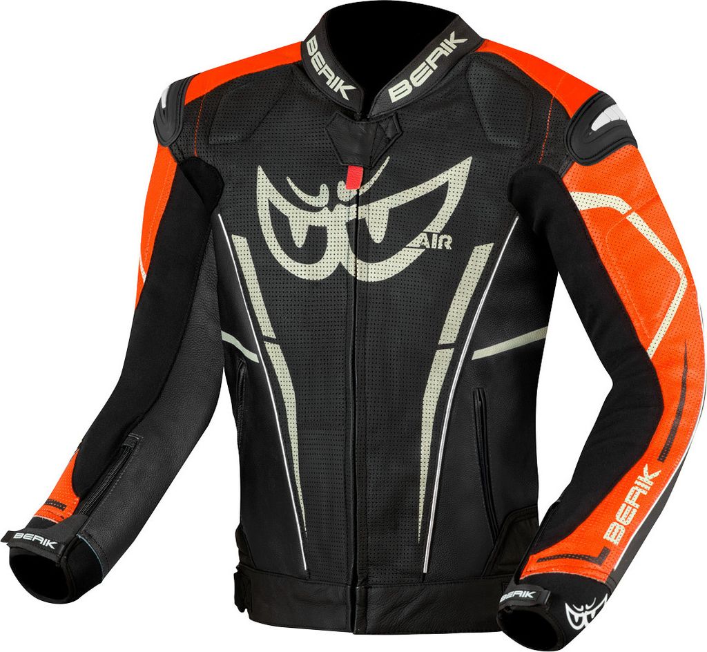 Berik Street Pro Evo Motorrad Lederjacke, schwarz/orange, 50