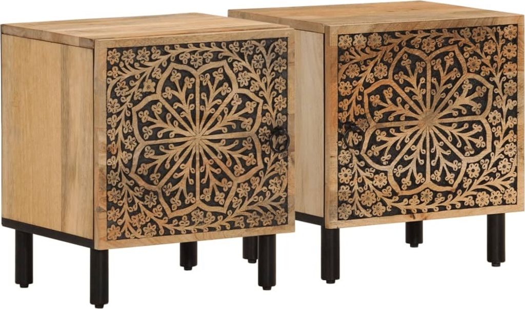 Nachttische 2 Stk. 40x33x46 cm Massivholz Mango