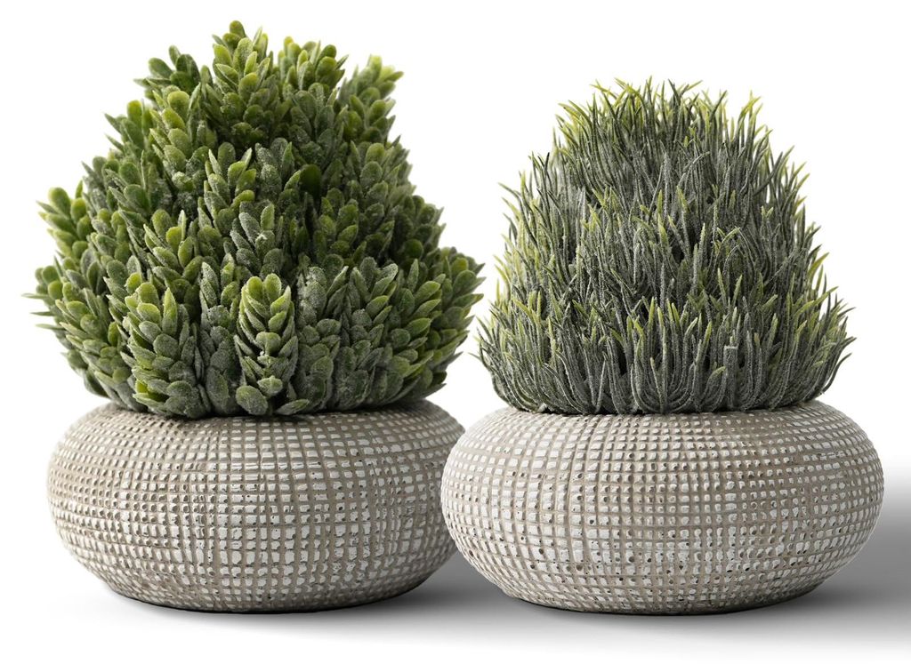 Zwei kleine künstliche Pflanzen in Betontöpfen, 15,6/14,5 cm, realistische Kunstpflanzen, künstliche Pflanzen für Zuhause, Wohnzimmer, Badezimm...