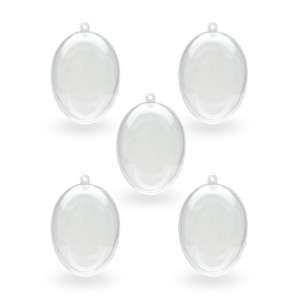 Kunststoffeier transparent glasklar teilbar zum Basteln und Bemalen in 3 Längen Wählbar 60 | 80 | 100mm , Größe:100 mm | 5 Stk.