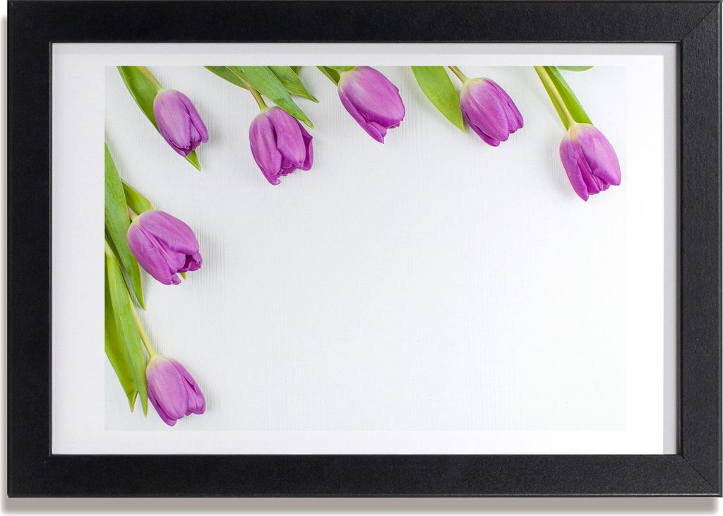 Bild 30x20 MDF-Rahmen, Wandkunst lila Tulpen