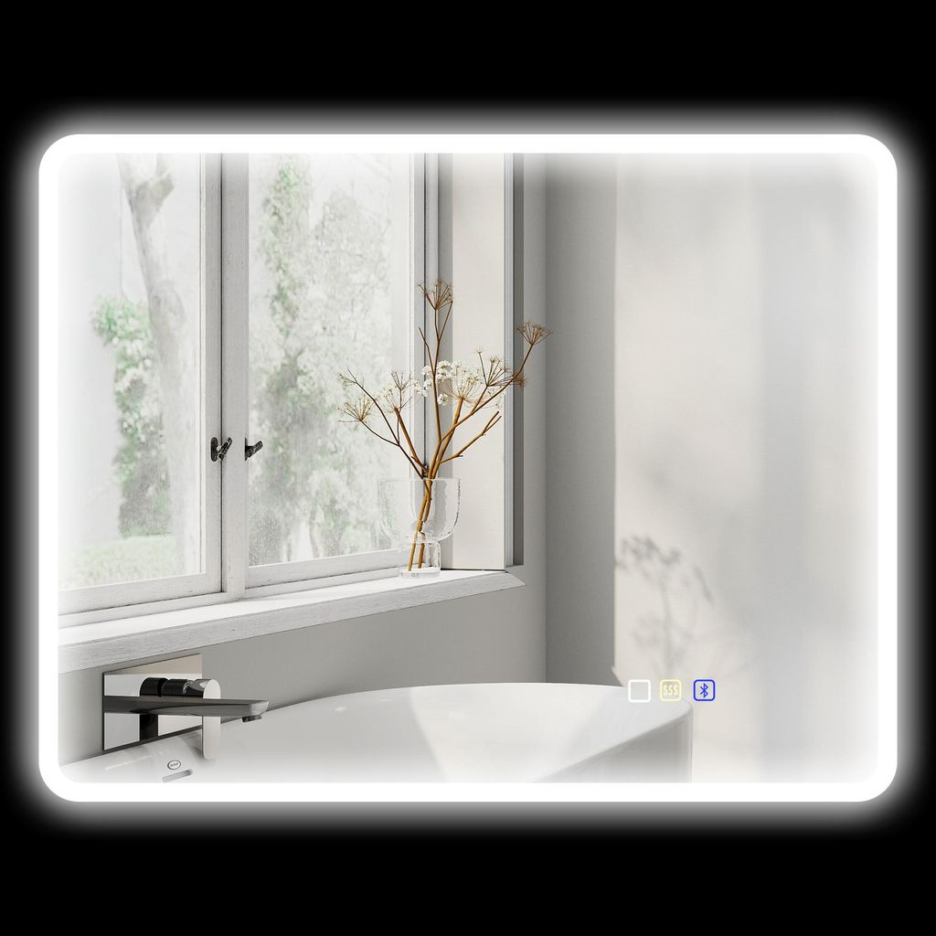 HOMCOM Badspiegel mit Beleuchtung 90x70 cm LED Spiegel mit Produktbild 