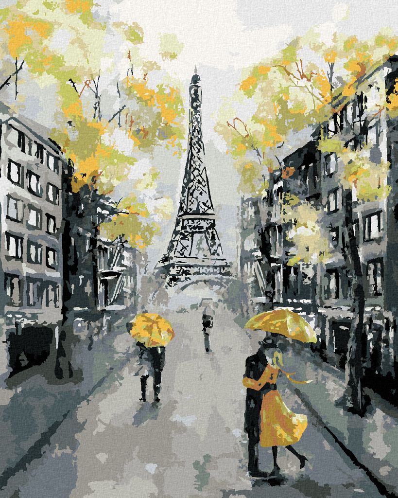 Zuty - Malen nach Zahlen - PARIS IN GELB, 40x50 cm, mit Keilrahmen (bereits gespannt)