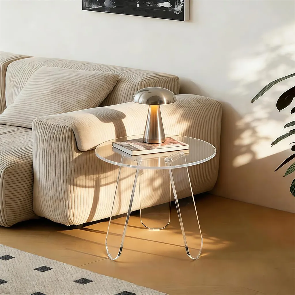 Table d'appoint de canapé en cristal acrylique pour coin lecture - 3
