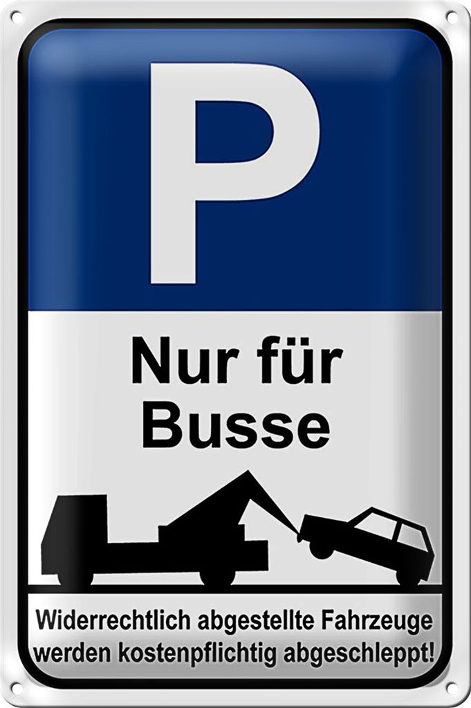 Blechschild Parken 20x30cm Parkplatzschild P nur für Busse