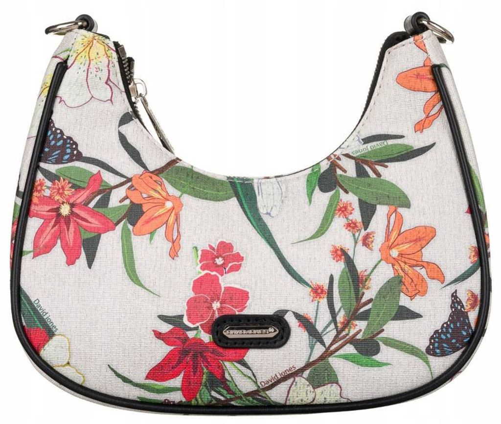 David Jones | Posttasche, aus geblümtem Bio-Leder, für Damen, Beige, Bunt, 23x17x7 cm