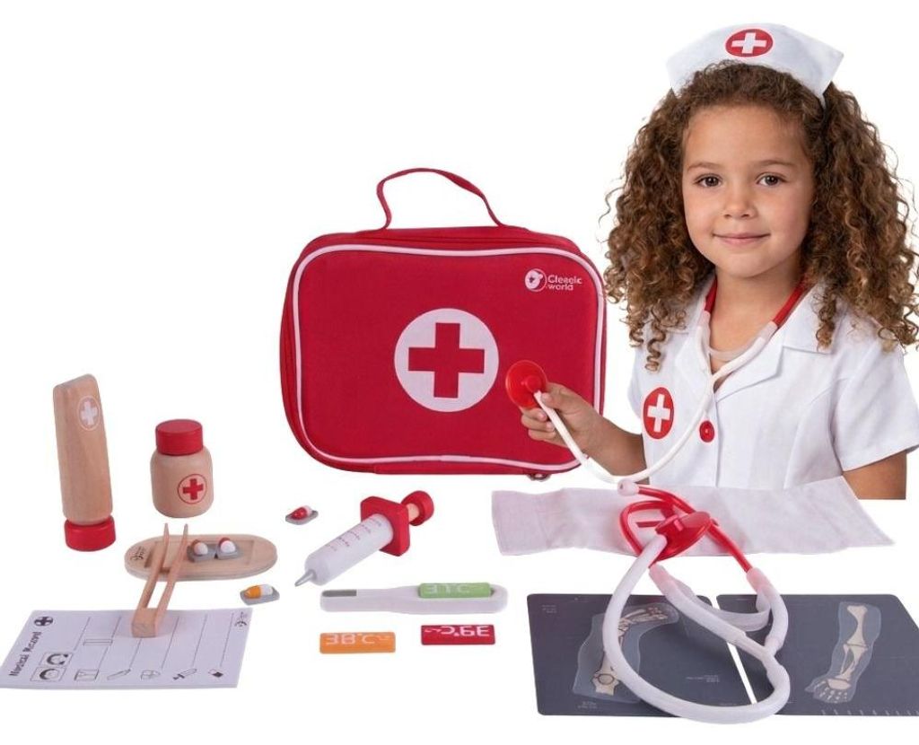 Dřevěná sada Classic World Malý doktorský kufřík 19 ks. Obrázek produktu 