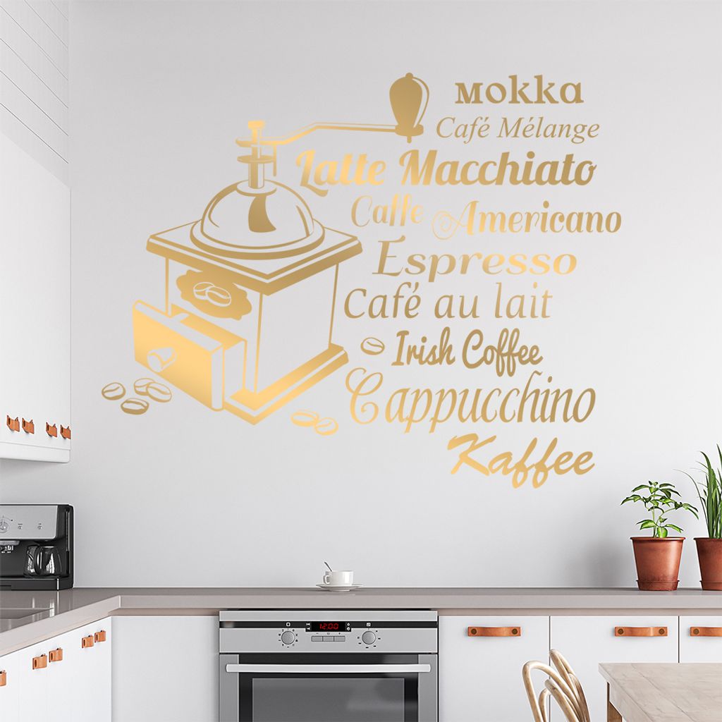 Wandtattoo Kaffee Nr. 3 Wandtattoo in 6 Größen - Wandaufkleber Wall Sticker - Dekoration, Küche, Wohnzimmer, Schlafzimmer, Badezimmer