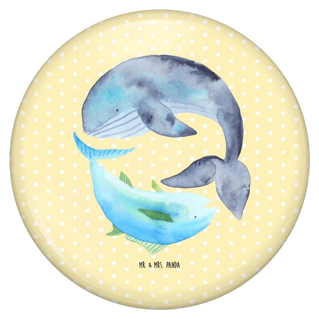 Mr. & Mrs. Panda Pin Walfisch Thunfisch - Gelb Pastell - Geschenk, Anstecker, Wal, Button, Lustige Sprüche, Wahl, Tunfisch, Badge, Witz, Ansteck, ...