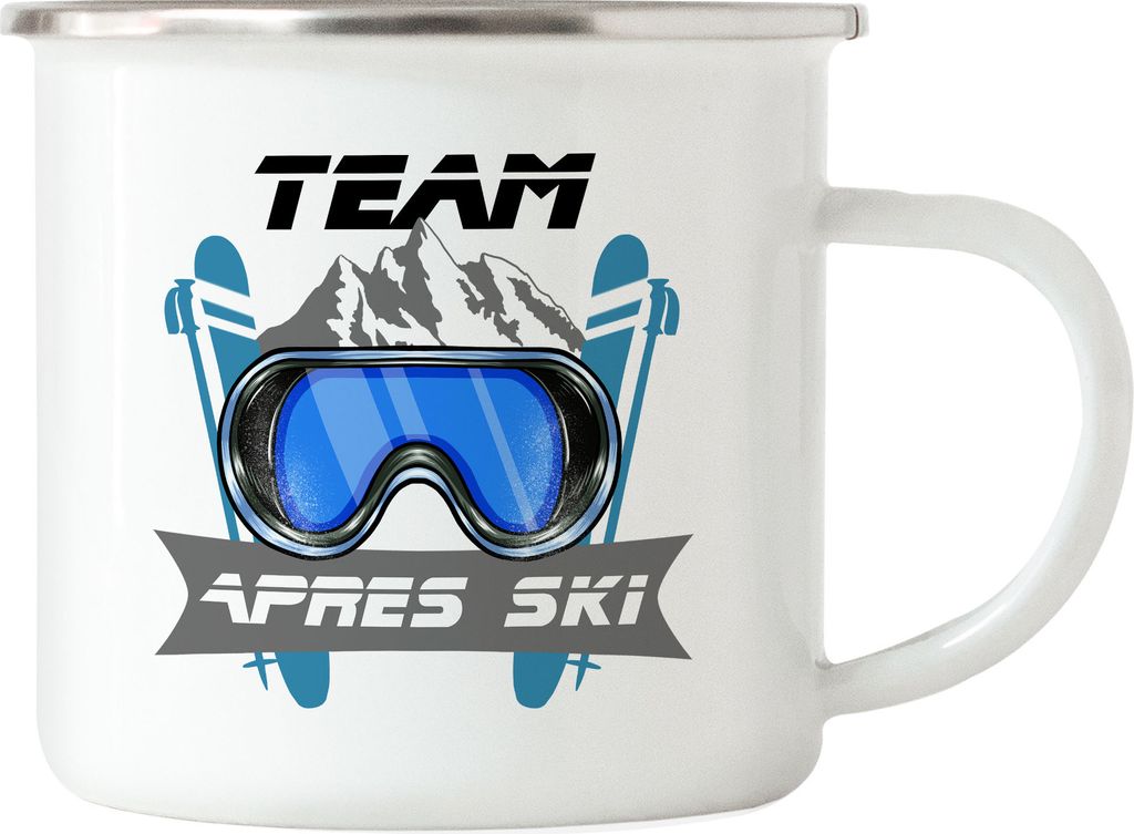 Team Apres Ski Emaille Tasse Lustig Skifahrer Ski Produktbild 