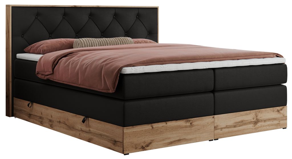 MKS MEBLE King Boxspringbett 180x200 mit Bettkasten Eiche, Produktbild 