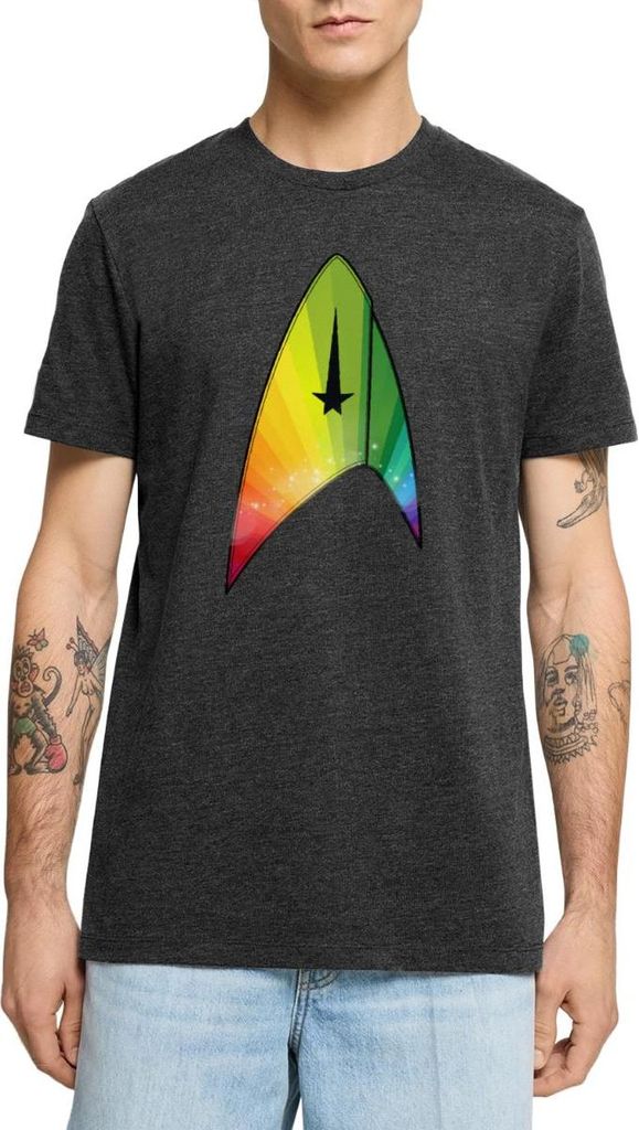 Spreadshirt Star Trek Discovery Sternenflotte Delta Gay Pride Männer Premium T-Shirt, XXL, Anthrazit meliert