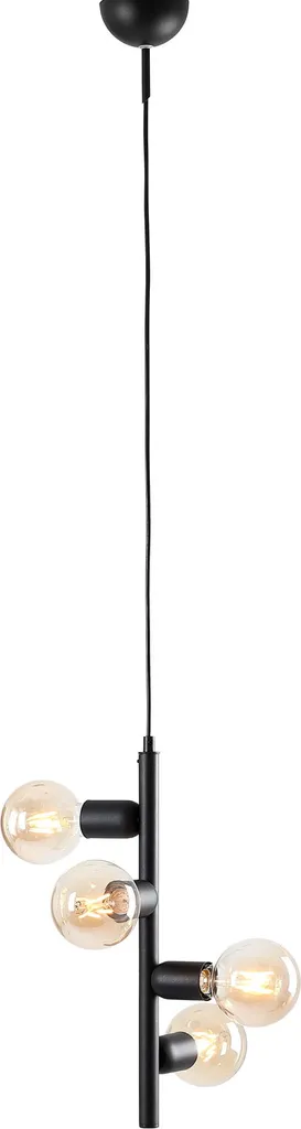 Lustre 4 Lumières Biker en Métal Noir - Suspension Longueur 130 cm IP20