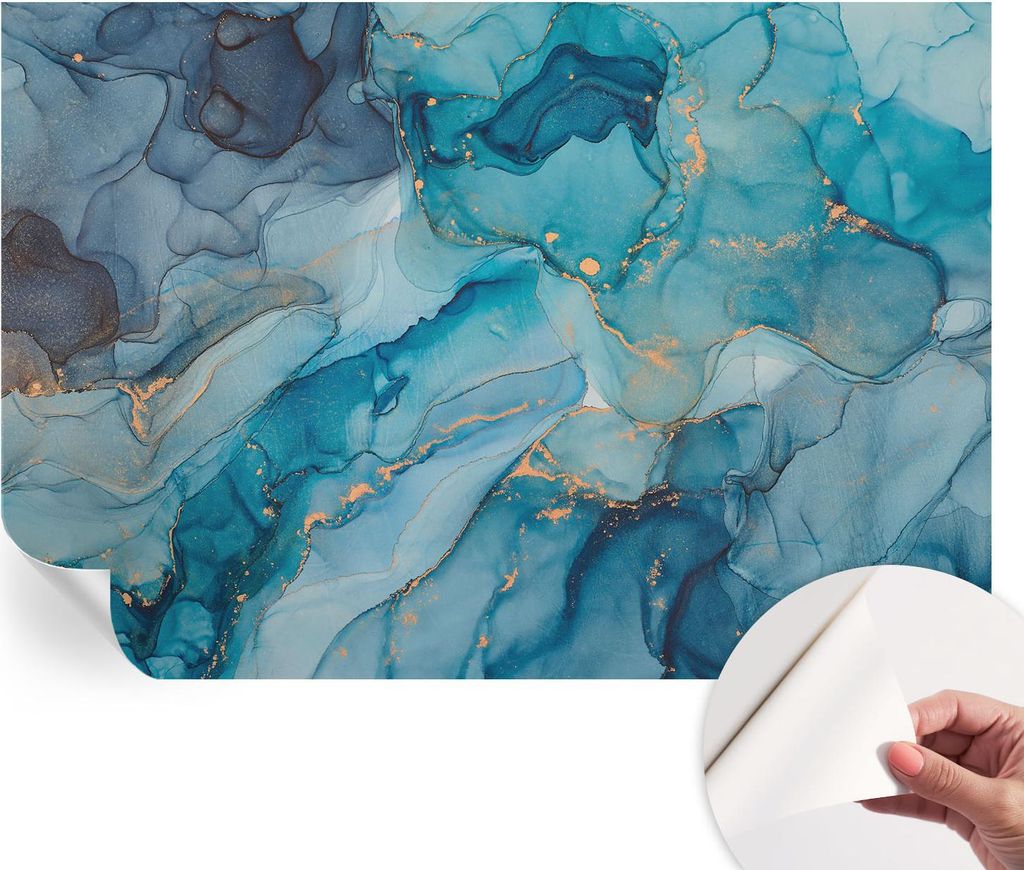Selbstklebende Wandtapete - Dekorative Tapete für Wohnzimmer - Klebefolie für Wandbilder - Tapetenfolie für Wanddekoration - 152x104 cm - Blaue ...