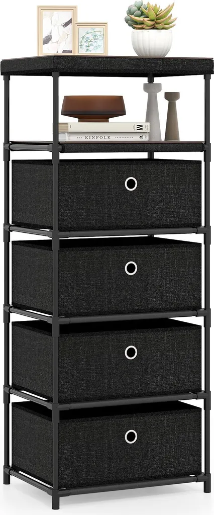 Tour de rangement gain de place pour chambre ou salon 3 tiroirs gris